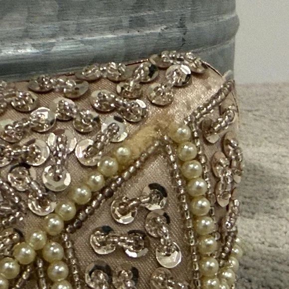 Embellished Beaded Champagne Evening Clutch - Picture 4 of 12